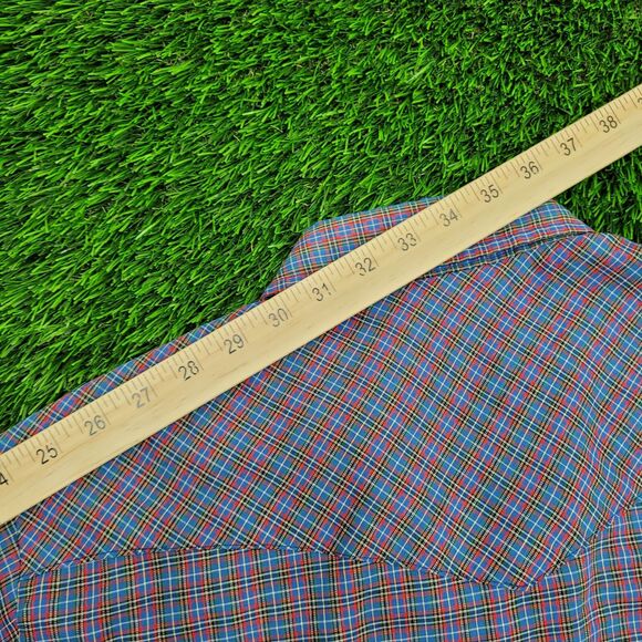 Vintage 80s LEE Plaid Button Shirt M/L 22x31 Red - Picture 3 of 11